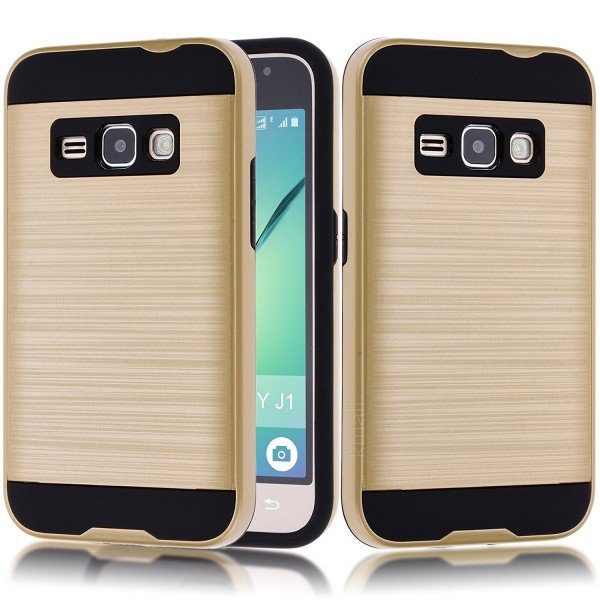 Wholesale Samsung Galaxy J1 (2016) / Amp 2 / Express 3 / Galaxy Luna Armor Hybrid Case (Gold)